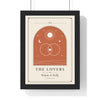 Personalised Couple Tarot Card Print - framed cream The Lovers tarot card print with names