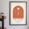 Personalised Couple Tarot Card Print - couple tarot card print on the bedroom wall