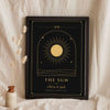 Personalised Couple Tarot Card Print - black and gold The Sun tarot card print