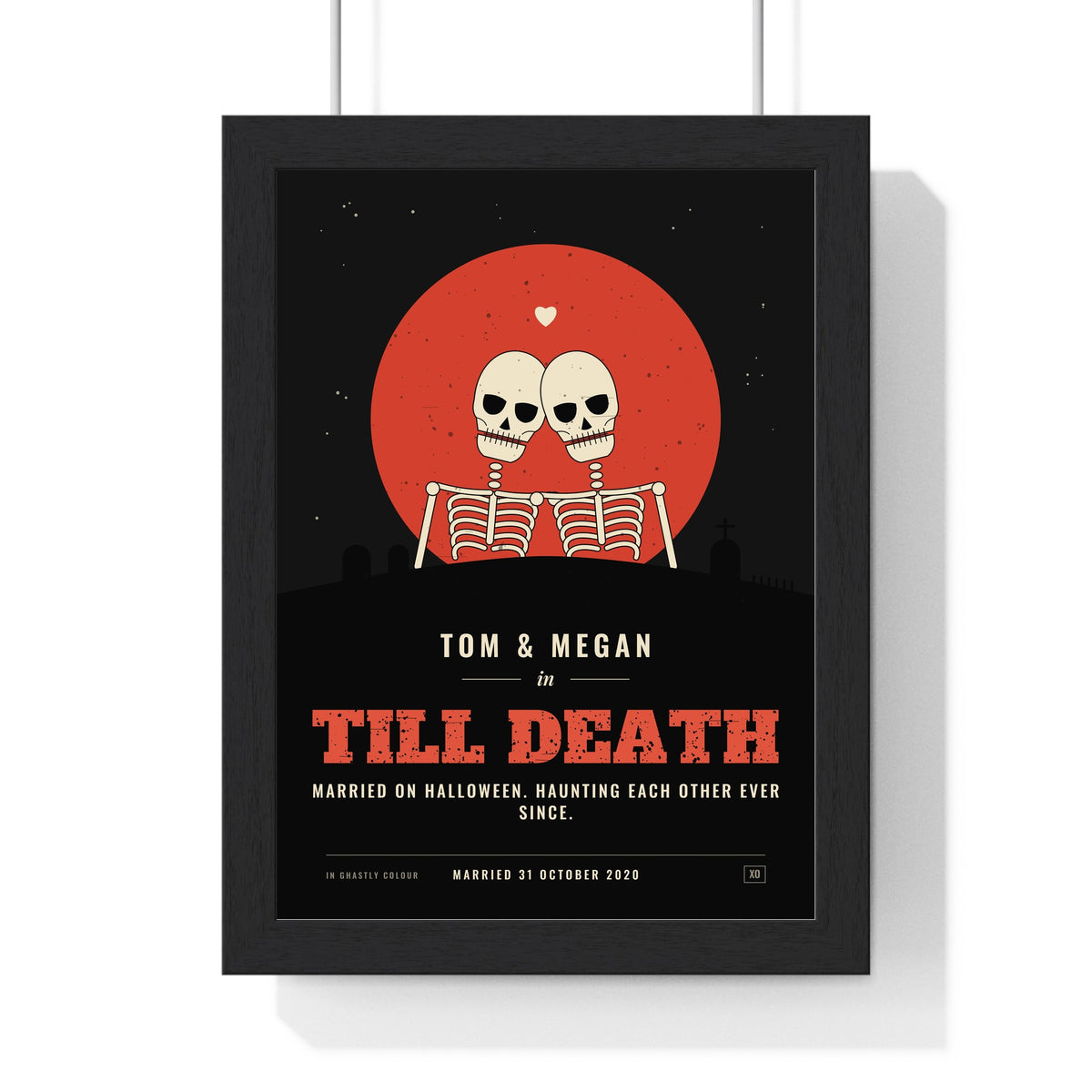 Personalised Couples Horror Movie Poster - framed black version