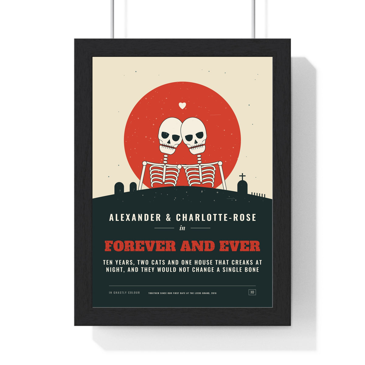 Personalised Couples Horror Movie Poster - framed cream version