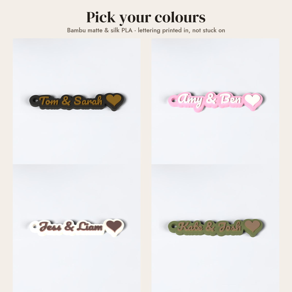 Personalised Couples Keyring - colour options