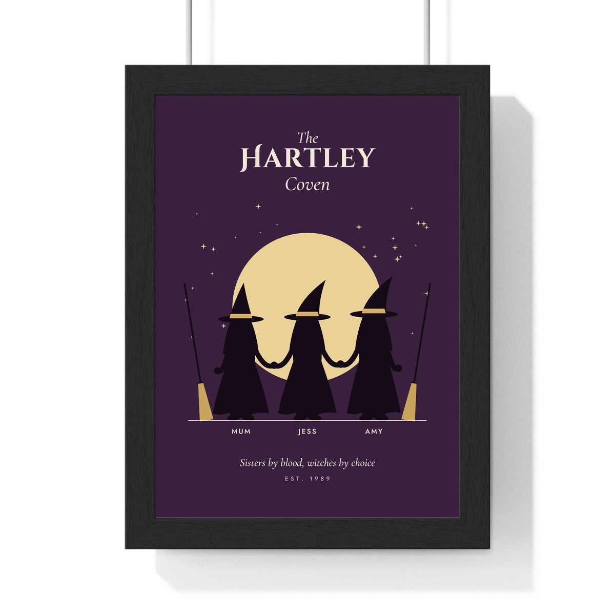 Personalised Coven Print - framed plum sisters version