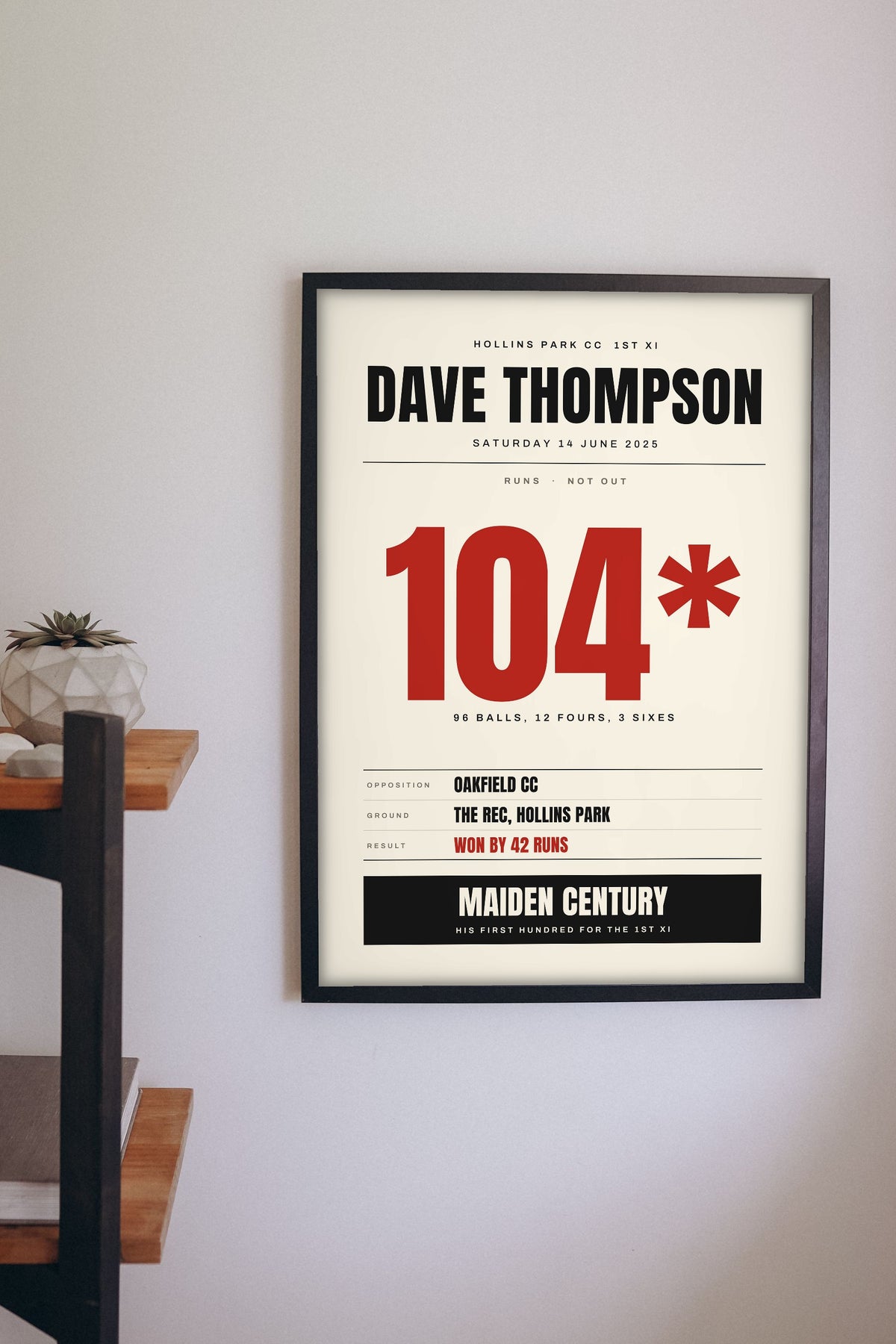 Personalised Cricket Milestone Print - cricket innings print on the wall