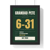 Personalised Cricket Milestone Print - framed green and gold version, six wickets