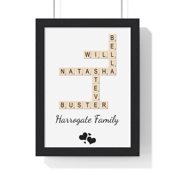 Framed Personalised Crossword Puzzle Name Art travel poster