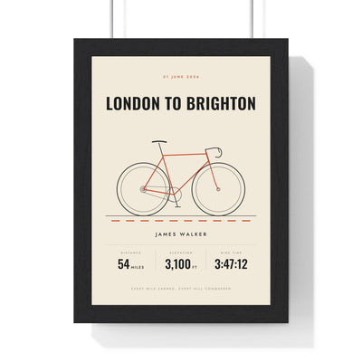 Personalised Cycling Print - framed personalised cycling print, London to Brighton
