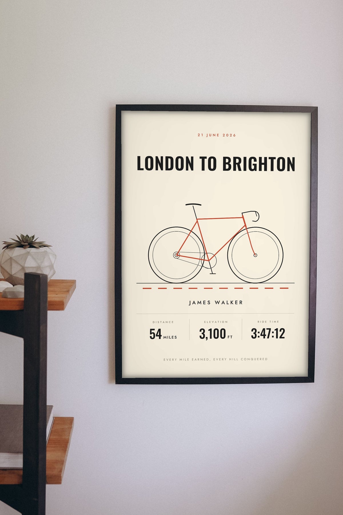 Personalised Cycling Print - personalised cycling print on the wall