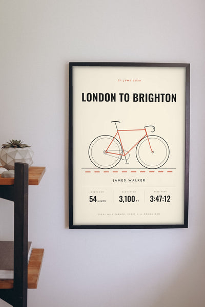 Personalised Cycling Print - personalised cycling print on the wall