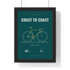 Personalised Cycling Print - framed teal cycling print, Coast to Coast