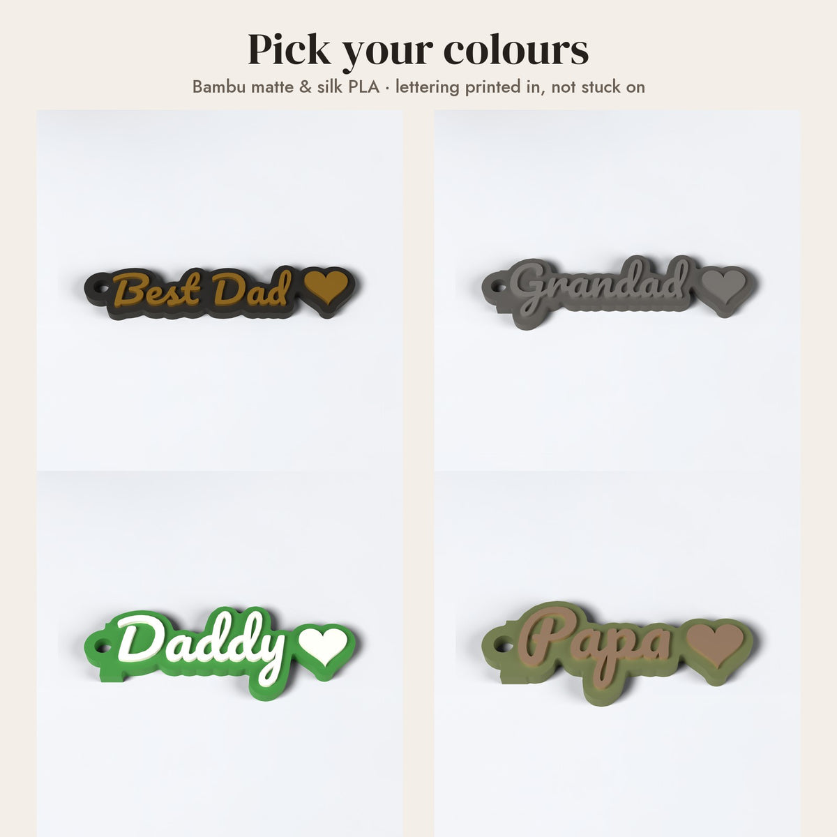 Personalised Dad Keyring - colour options