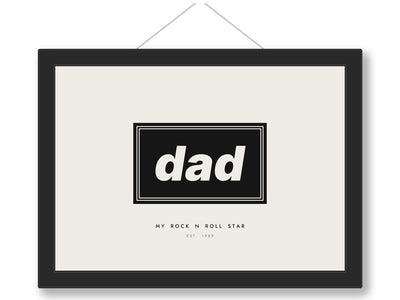 Personalised Dad Rock Star Print - framed black on cream dad rock star print