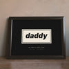 Personalised Dad Rock Star Print - cream on black daddy version leaning on a shelf