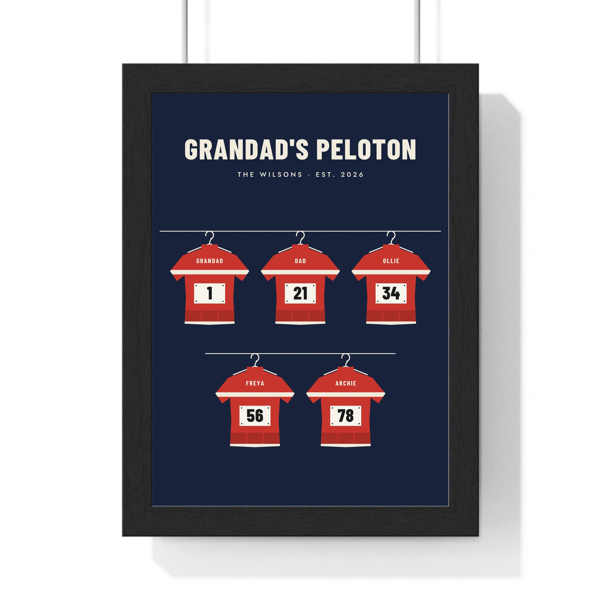 Personalised Dad's Dream Team Print - framed cycling peloton version