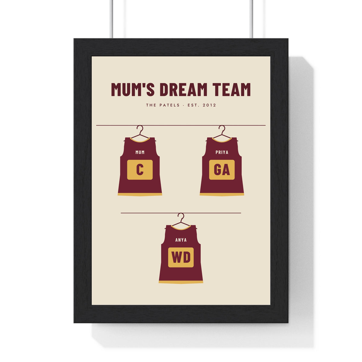 Personalised Dad's Dream Team Print - Mum's Dream Team netball version