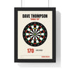 Personalised Darts Print - framed personalised darts print for Dave Thompson with a 170 checkout marked on a dartboard