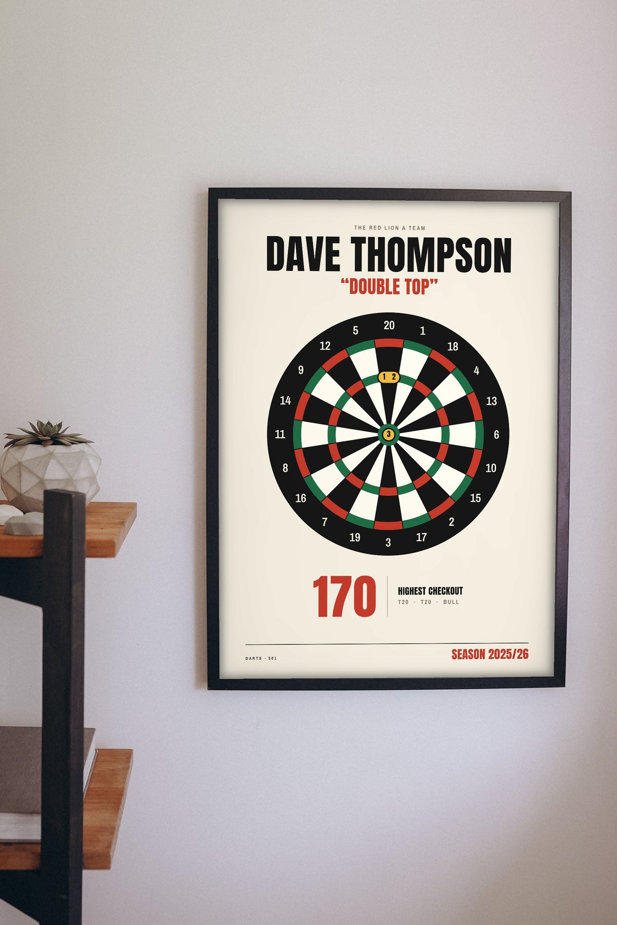 Personalised Darts Print - personalised darts print on the wall