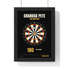 Personalised Darts Print - framed black darts print for Grandad Pete