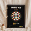 Personalised Darts Print - black and gold darts print with a first 180 marked in the treble 20
