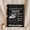 Personalised Day You Were Born Newspaper Print - black and gold 1966 edition leaning in a frame