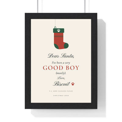 Personalised Dear Santa Pet Print - framed cream Dear Santa pet print from Biscuit the dog