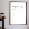 Personalised Definition Print - Nanna definition print on the living room wall
