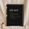 Personalised Definition Print - black and gold Sister definition print
