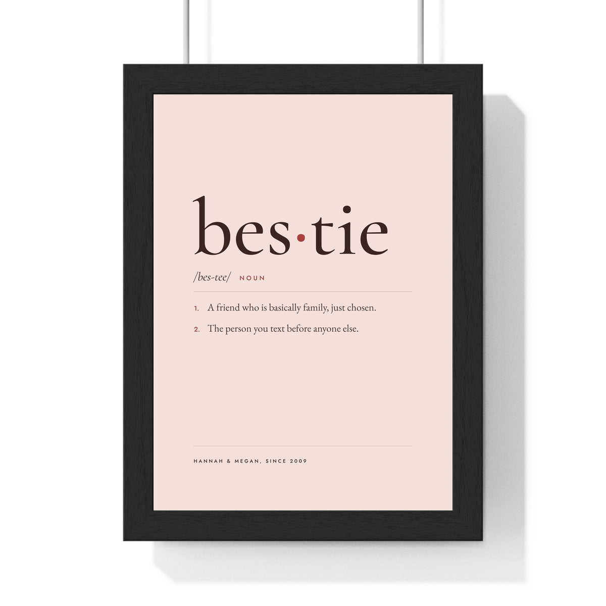 Personalised Definition Print - framed blush Bestie definition print