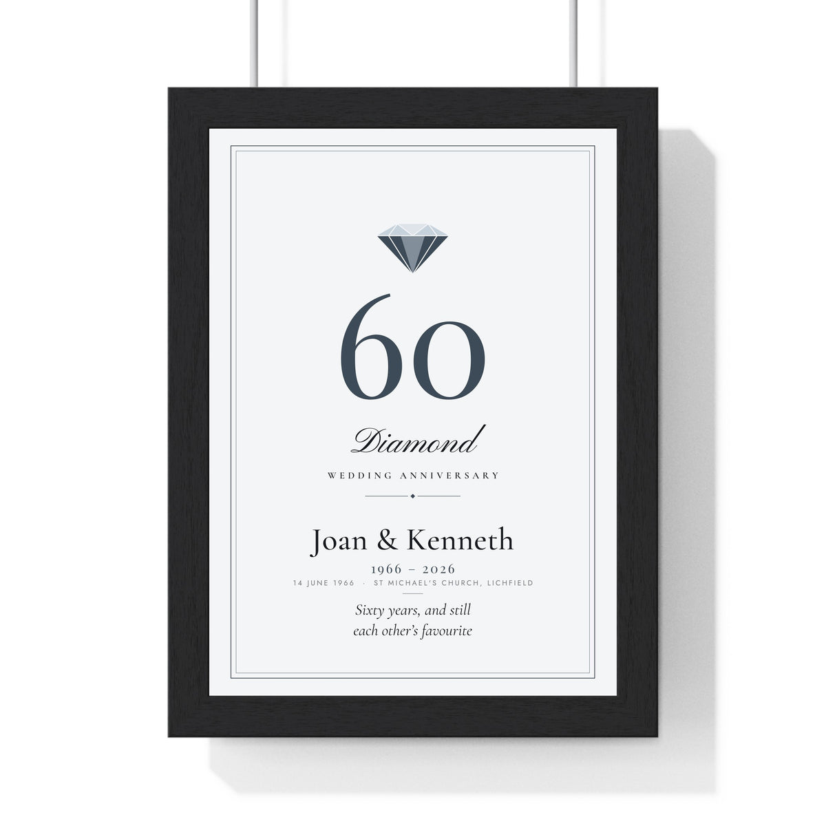 Personalised Diamond Wedding Anniversary Print - framed personalised diamond wedding anniversary print