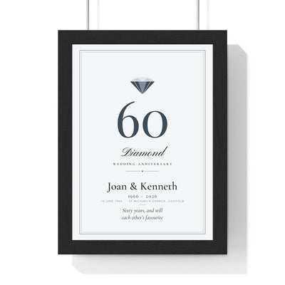 Personalised Diamond Wedding Anniversary Print - framed personalised diamond wedding anniversary print