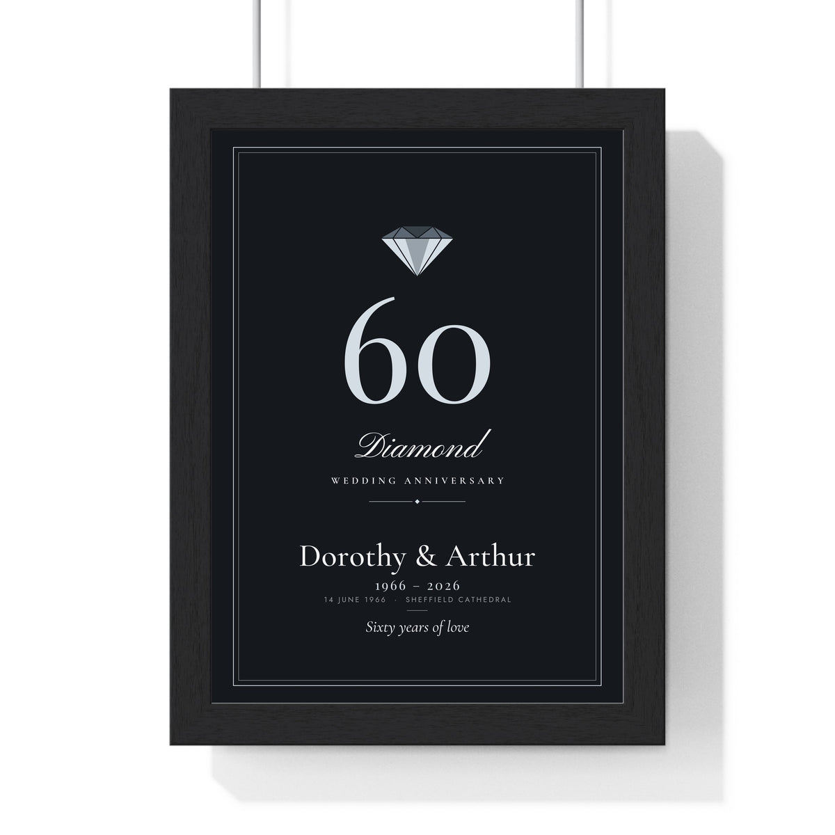 Personalised Diamond Wedding Anniversary Print - classic, dark