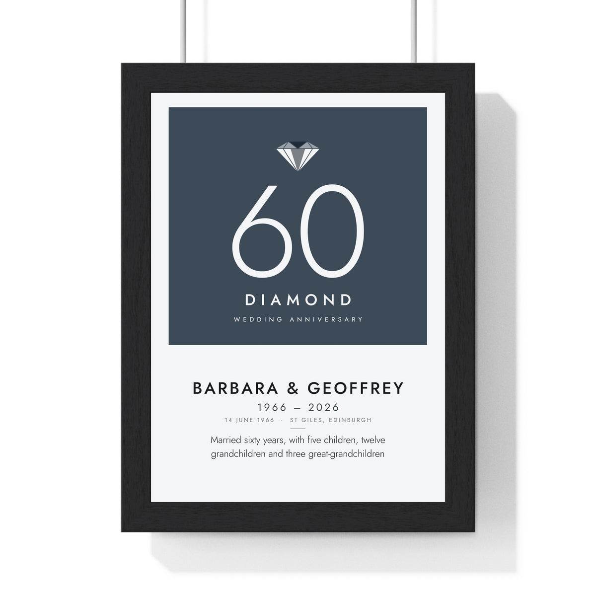 Personalised Diamond Wedding Anniversary Print - modern, light
