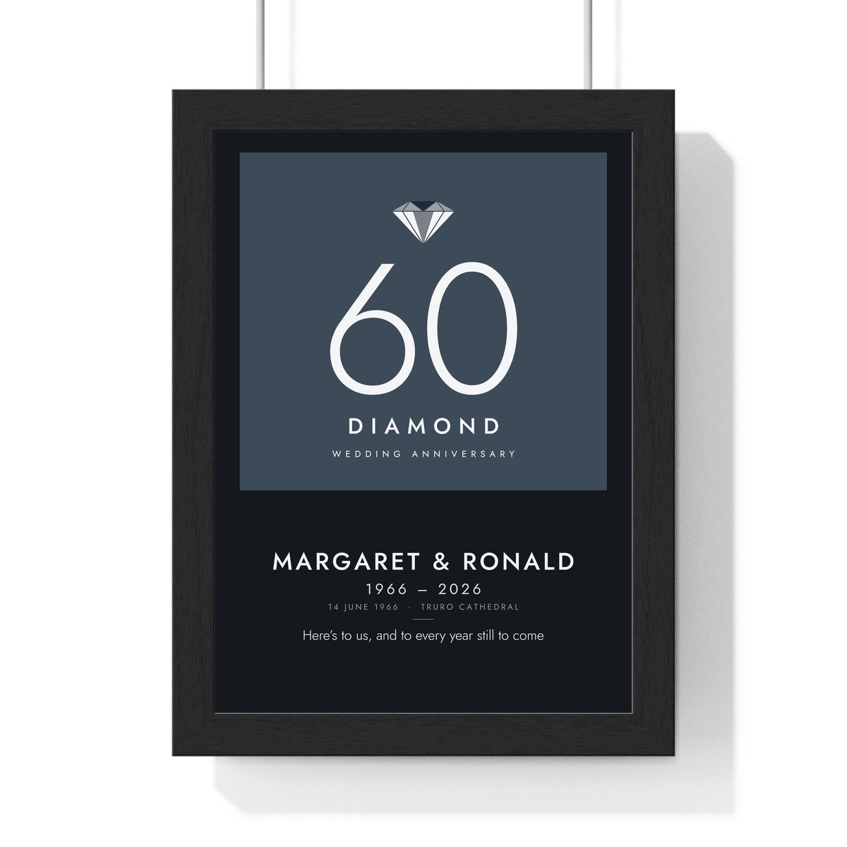 Personalised Diamond Wedding Anniversary Print - modern, dark
