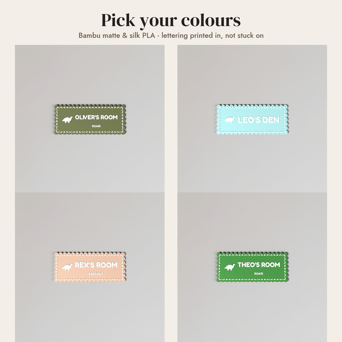 Personalised Dinosaur Door Sign - colour options