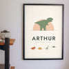 Personalised Dinosaur Name Print - dinosaur name print on a child's bedroom wall