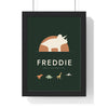 Personalised Dinosaur Name Print - framed forest green triceratops version