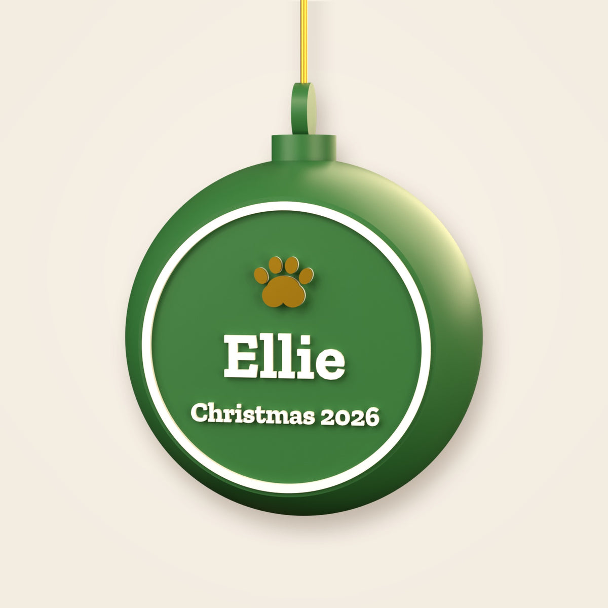 Personalised Dog Bauble - close up of the raised name plate