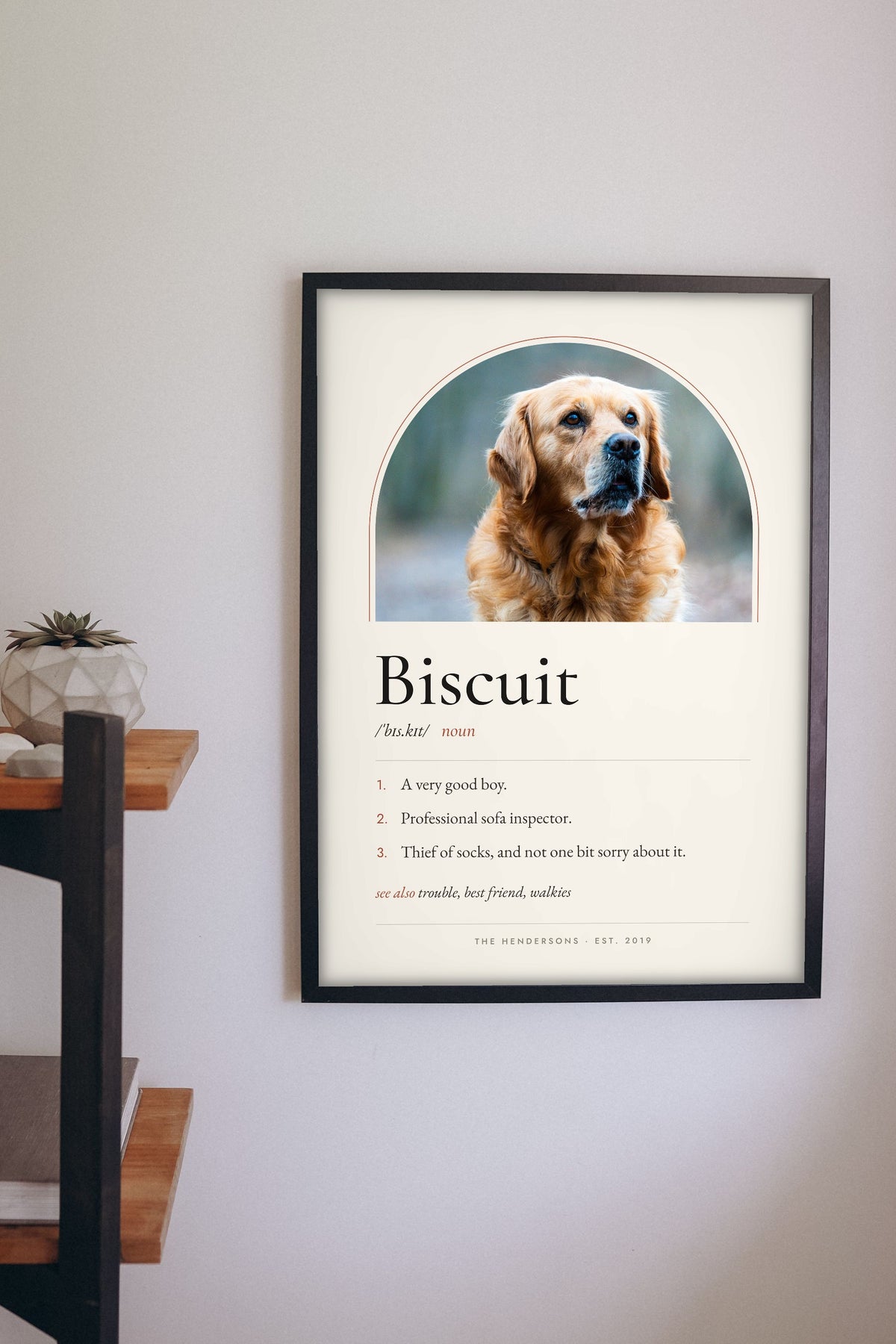 Personalised Dog Definition Print - hanging on a living room wall