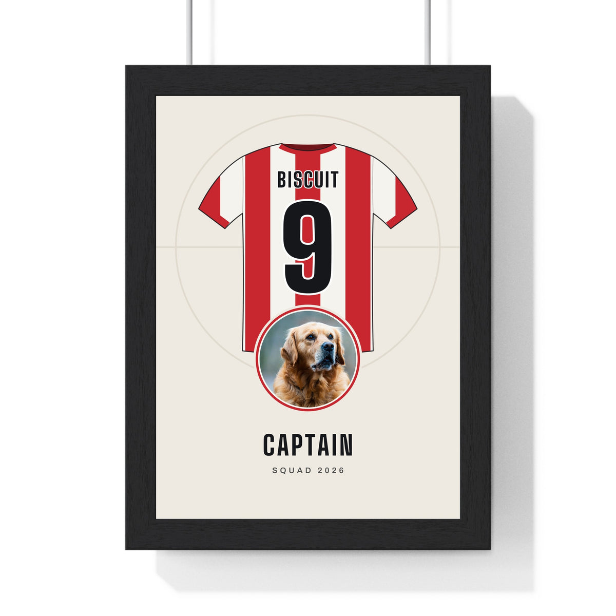 Personalised Dog Football Shirt Print - framed personalised dog football shirt print