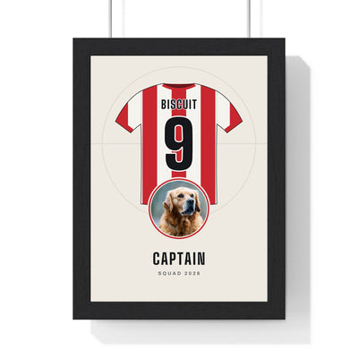 Personalised Dog Football Shirt Print - framed personalised dog football shirt print