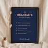 Personalised Dog House Rules Print - navy and peach house rules for Bramble