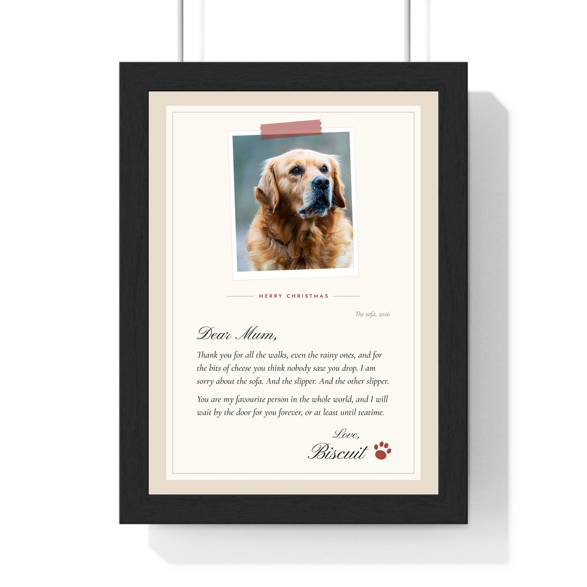 Personalised Gift From the Dog Letter Print - framed personalised gift from the dog letter print