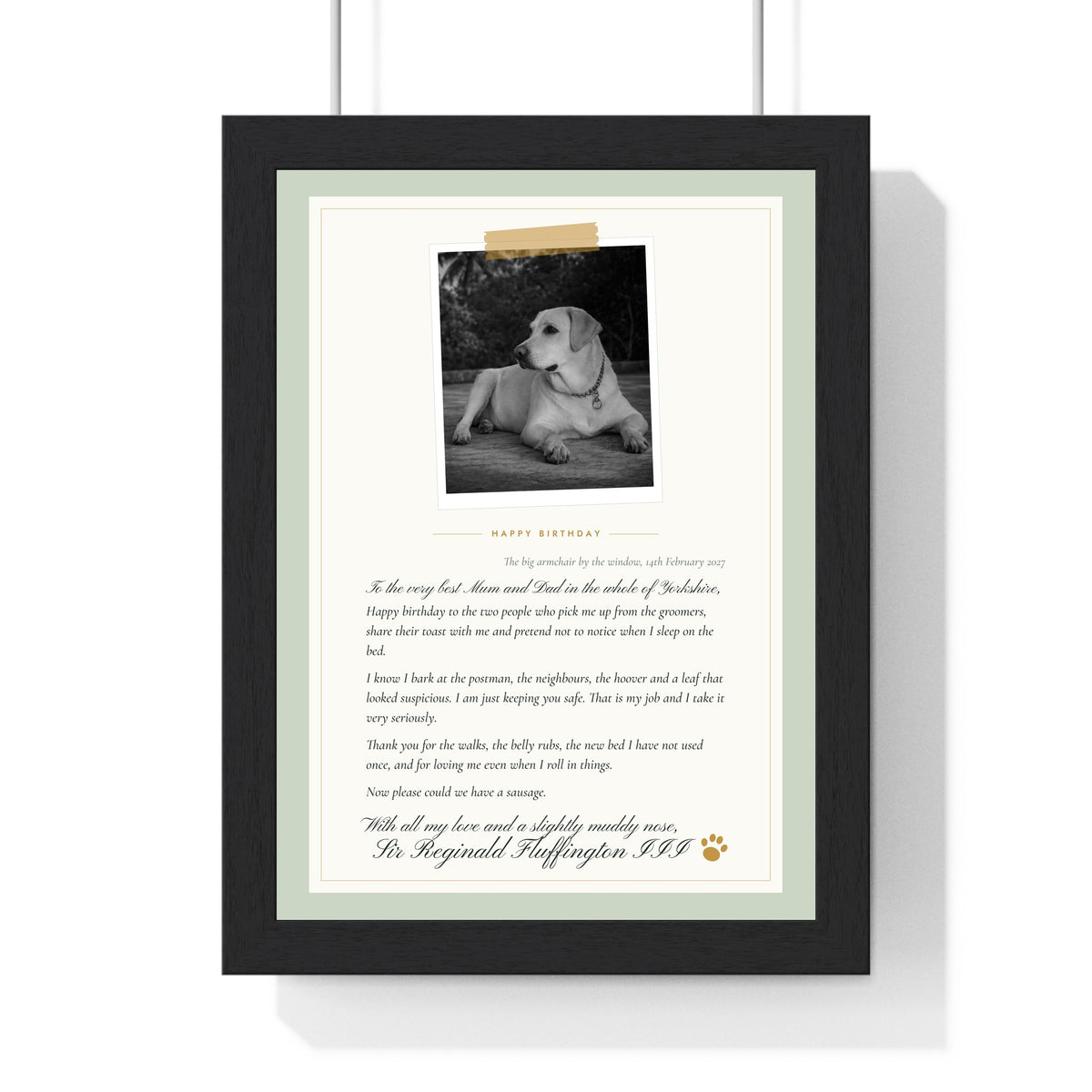 Personalised Gift From the Dog Letter Print - another design
