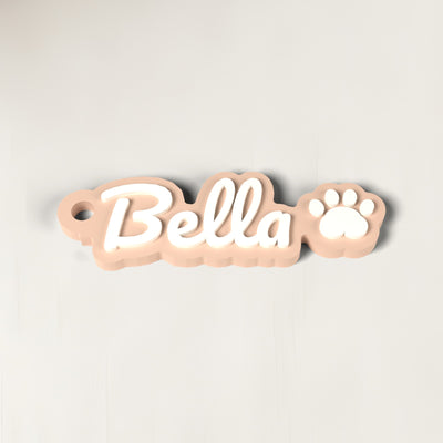 Personalised Dog Name Keyring - close-up of the raised lettering