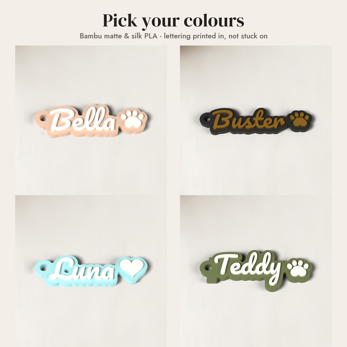 Personalised Dog Name Keyring - colour options