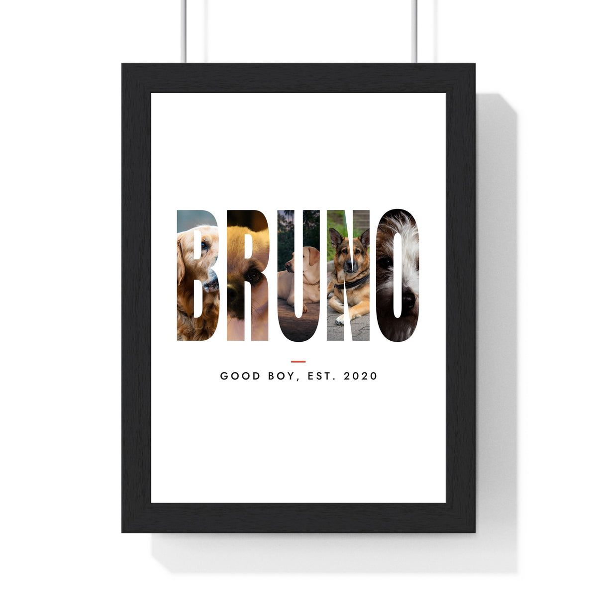 Personalised Dog Name Photo Letters Print - framed personalised dog name photo letters print