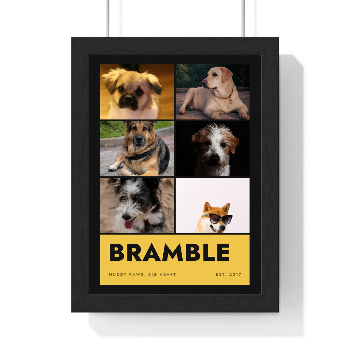 Personalised Dog Photo Collage Print with Name - another colourway