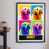 Personalised Dog Pop Art Print - hanging on a living room wall