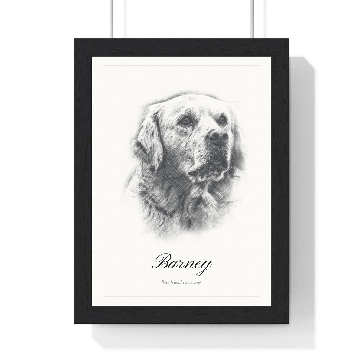 Personalised Dog Sketch Portrait Print - framed personalised dog sketch portrait print