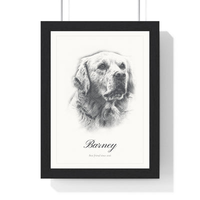 Personalised Dog Sketch Portrait Print - framed personalised dog sketch portrait print